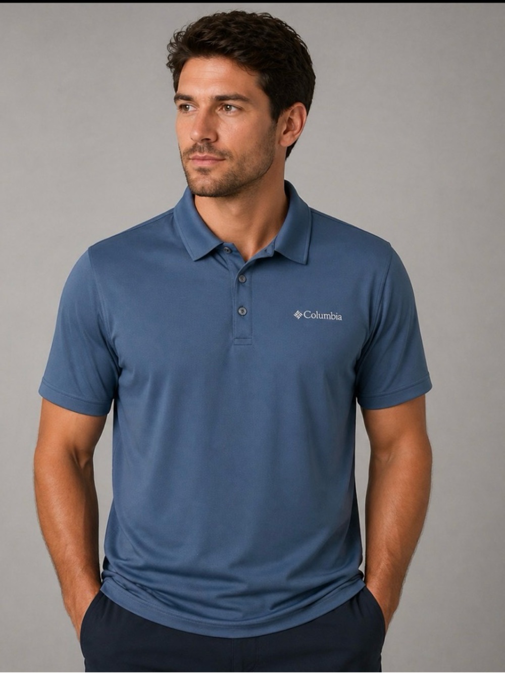 Columbia Men's‎ Slate Blue Short-Sleeve Polo